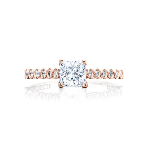 Tacori 18k Rose Gold Sculpted Crescent Princess Diamond Engagement Ring (0.2 CTW)