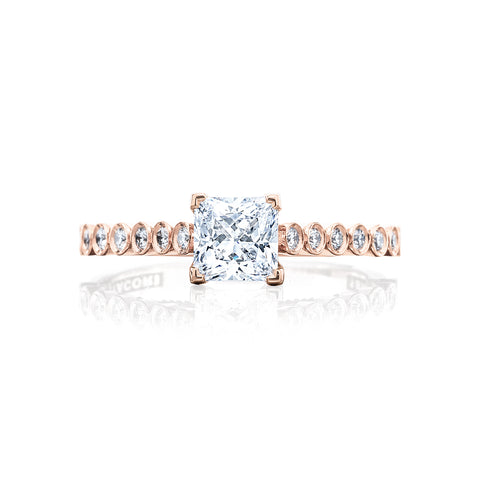 Tacori 18k Rose Gold Sculpted Crescent Princess Diamond Engagement Ring Setting (0.2 CTW)