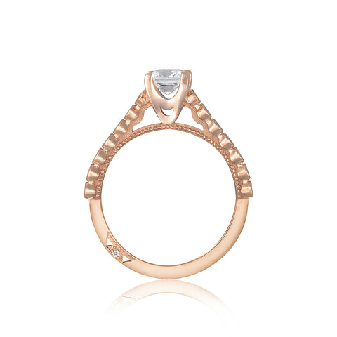 Tacori 18k Rose Gold Sculpted Crescent Princess Diamond Engagement Ring Setting (0.2 CTW)