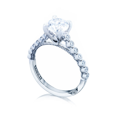 Tacori 18k White Gold Sculpted Crescent Round Diamond Engagement Ring Setting (0.2 CTW)