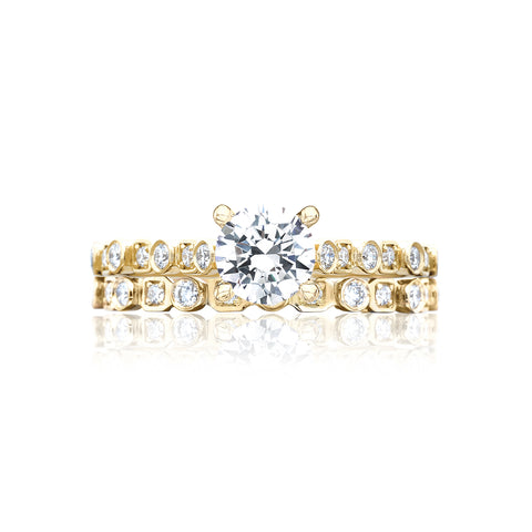 Tacori 18k Yellow Gold Sculpted Crescent Round Diamond Engagement Ring Setting  (0.18 CTW)