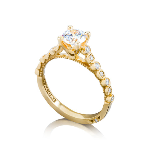 Tacori 18k Yellow Gold Sculpted Crescent Round Diamond Engagement Ring Setting  (0.18 CTW)