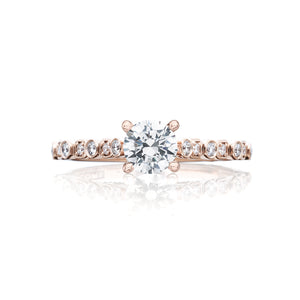 Tacori 18k Rose Gold Sculpted Crescent Round Diamond Engagement Ring (0.18 CTW)
