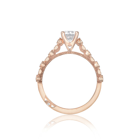 Tacori 18k Rose Gold Sculpted Crescent Round Diamond Engagement Ring Setting  (0.18 CTW)