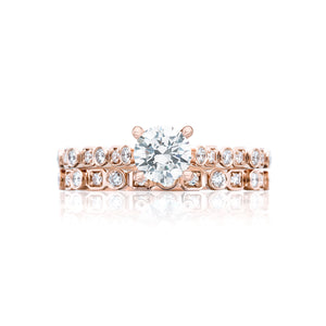 Tacori 18k Rose Gold Sculpted Crescent Round Diamond Engagement Ring (0.18 CTW)