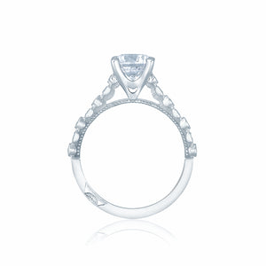 Tacori 18k White Gold Sculpted Crescent Round Diamond Engagement Ring (0.18 CTW)