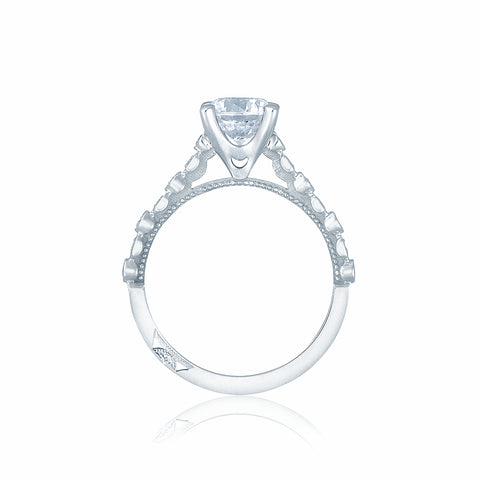 Tacori 18k White Gold Sculpted Crescent Round Diamond Engagement Ring Setting (0.18 CTW)