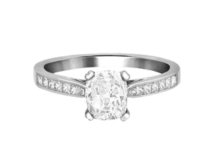 Complete Rings White Gold with 1 CTW Cushion Diamond Diamond Center Stone Classic Engagement Ring