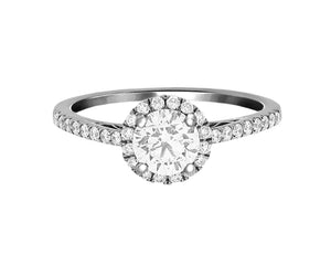Complete Rings White Gold with 0.7 CTW Round Diamond Diamond Center Stone Classic Engagement Ring