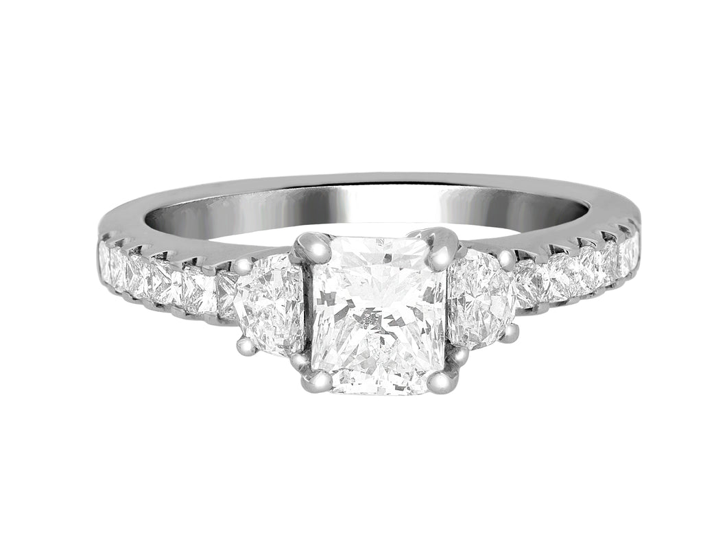 Complete Rings White Gold with 1 CTW Radiant Diamond Diamond Center Stone Classic Engagement Ring