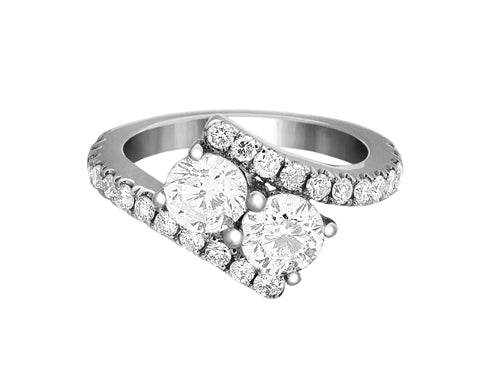 Complete Rings White Gold with 1.4 CTW Round Diamond Diamond Center Stone Classic Engagement Ring