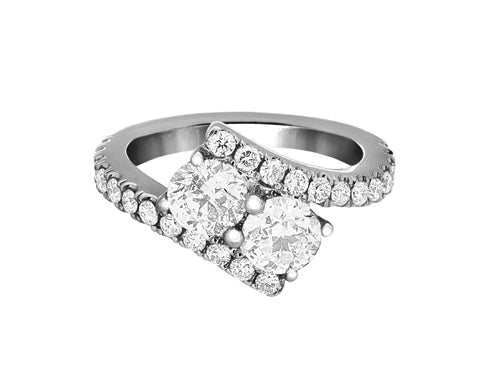 Complete Rings White Gold with 1.45 CTW Round Diamond Diamond Center Stone Classic Engagement Ring