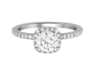 Complete Rings White Gold with 0.71 CTW Round Diamond Diamond Center Stone Halo Engagement Ring