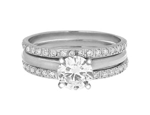 Complete Rings White Gold with 0.73 CTW Round Diamond Diamond Center Stone Solitaire Engagement Ring