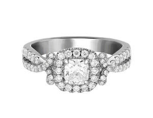 Complete Rings White Gold with 0.46 CTW Cushion Diamond Diamond Center Stone Halo Engagement Ring