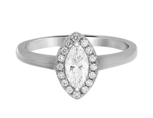 Complete Rings White Gold with 0.36 CTW Marquise Diamond Diamond Center Stone Halo Engagement Ring
