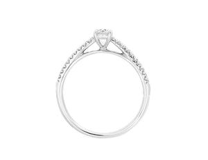 Complete Rings White Gold with 0.23 CTW Round Diamond Diamond Center Stone Classic Engagement Ring