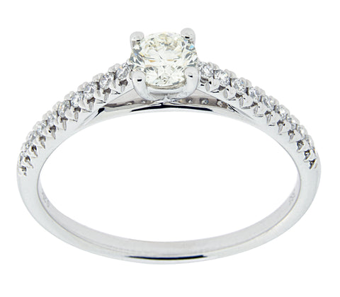 Complete Rings White Gold with .25 CTW Round Diamond Diamond Center Stone Classic Engagement Ring