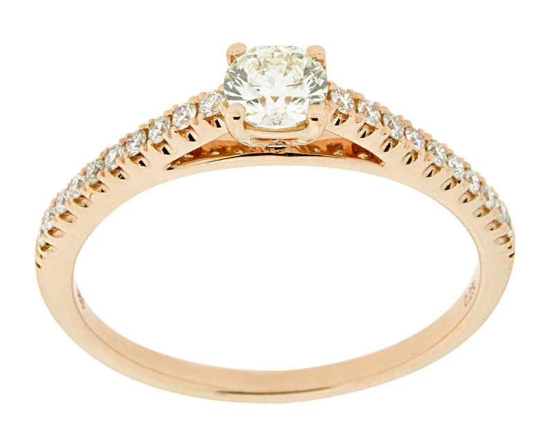 Complete Rings Rose Gold with .23 CTW Round Diamond Diamond Center Stone Classic Engagement Ring