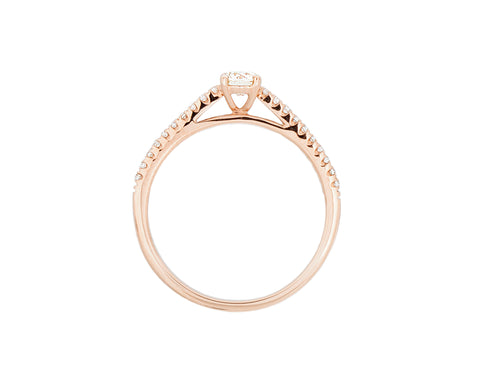 Complete Rings Rose Gold with 0.24 CTW Round Diamond Diamond Center Stone Classic Engagement Ring