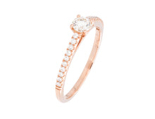 Load image into Gallery viewer, Complete Rings Rose Gold with 0.24 CTW Round Diamond Diamond Center Stone Classic Engagement Ring