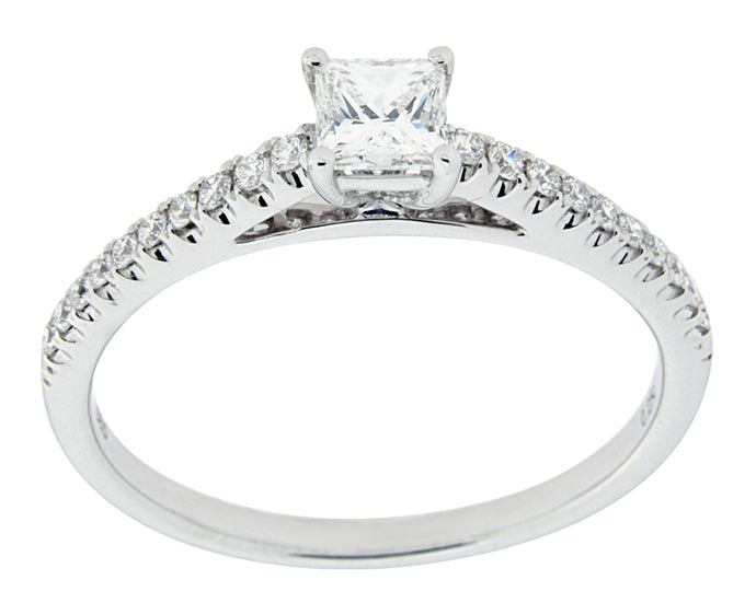 Complete Rings White Gold with .25 CTW Princess Diamond Diamond Center Stone Classic Engagement Ring