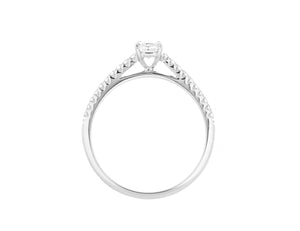 Complete Rings White Gold with 0.28 CTW Cushion Diamond Diamond Center Stone Classic Engagement Ring