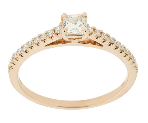 Complete Rings Rose Gold with .23 CTW Cushion Diamond Diamond Center Stone Classic Engagement Ring