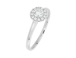 Complete Rings White Gold with 0.24 CTW Round Diamond Diamond Center Stone Halo Engagement Ring