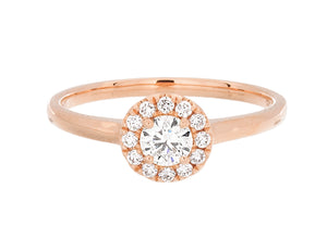 Complete Rings Rose Gold with 0.24 CTW Round Diamond Diamond Center Stone Halo Engagement Ring
