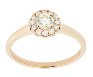 Complete Rings Rose Gold with .24 CTW Round Diamond Diamond Center Stone Halo Engagement Ring