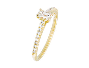 Complete Rings Yellow Gold with 0.31 CTW Emerald Diamond Center Stone Classic Engagement Ring