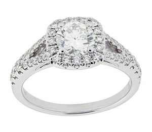 Complete Rings White Gold with .62 CTW Round Diamond Diamond Center Stone Halo Engagement Ring