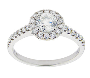 Complete Rings White Gold with .52 CTW Round Diamond Diamond Center Stone Halo Engagement Ring