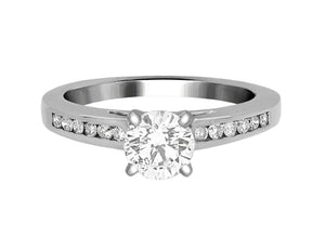 Complete Rings White Gold with 0.79 CTW Round Diamond Diamond Center Stone Classic Engagement Ring
