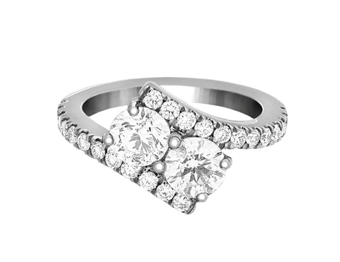 Complete Rings White Gold with 1.41 CTW Round Diamond Diamond Center Stone Classic Engagement Ring