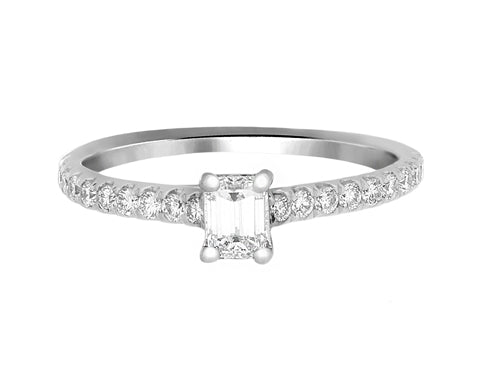 Complete Rings White Gold with 0.33 CTW  Diamond Center Stone Classic Engagement Ring