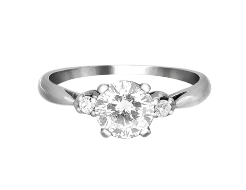 Complete Rings White Gold with 1.01 CTW Round Diamond Diamond Center Stone Classic Engagement Ring