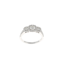 Load image into Gallery viewer, Three Stone Halo Complete Engagement Ring (.46CTW)