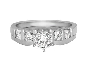 Complete Rings Platinum with 0.45 CTW Round Diamond Diamond Center Stone Solitaire Engagement Ring