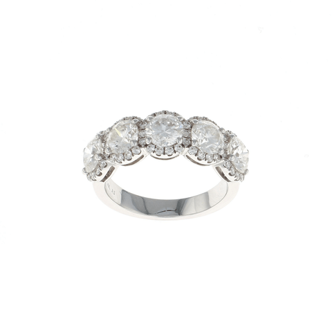 Five Stone Round Diamond Halo Ring (3.00CTW)