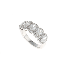 Load image into Gallery viewer, Five Stone Oval Diamond Halo Pave Ring (2.46CTW)