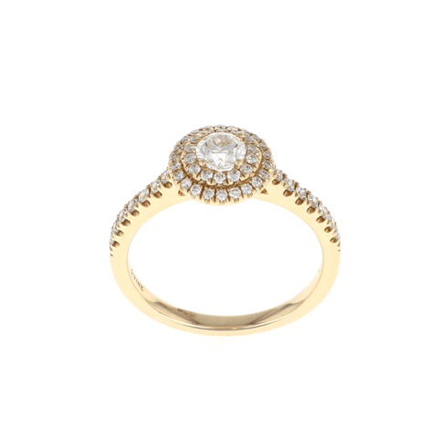 Round Double Halo Complete Engagement Ring 14K Yellow Gold (0.60CTW)