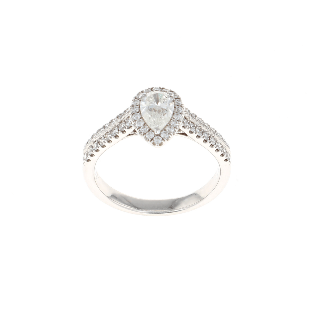 Pear Halo Complete Engagement Ring (0.86CTW)