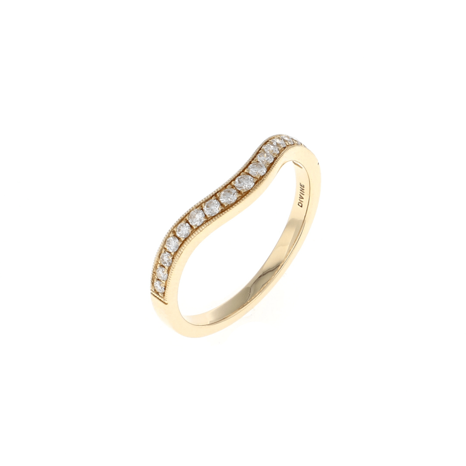 Diamond Micro Pave Milgrain Contour Band (0.22CTW)