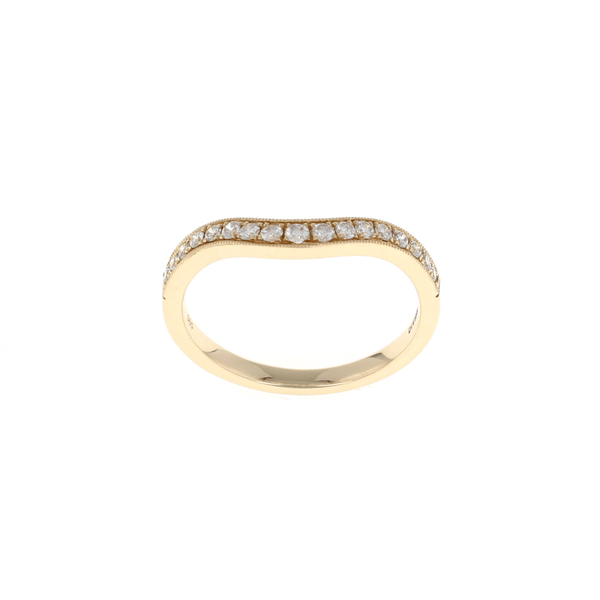 Diamond Micro Pave Milgrain Contour Band (0.22CTW)