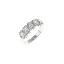 Load image into Gallery viewer, Five Stone Oval Diamond Halo Pave Ring (1.03CTW)