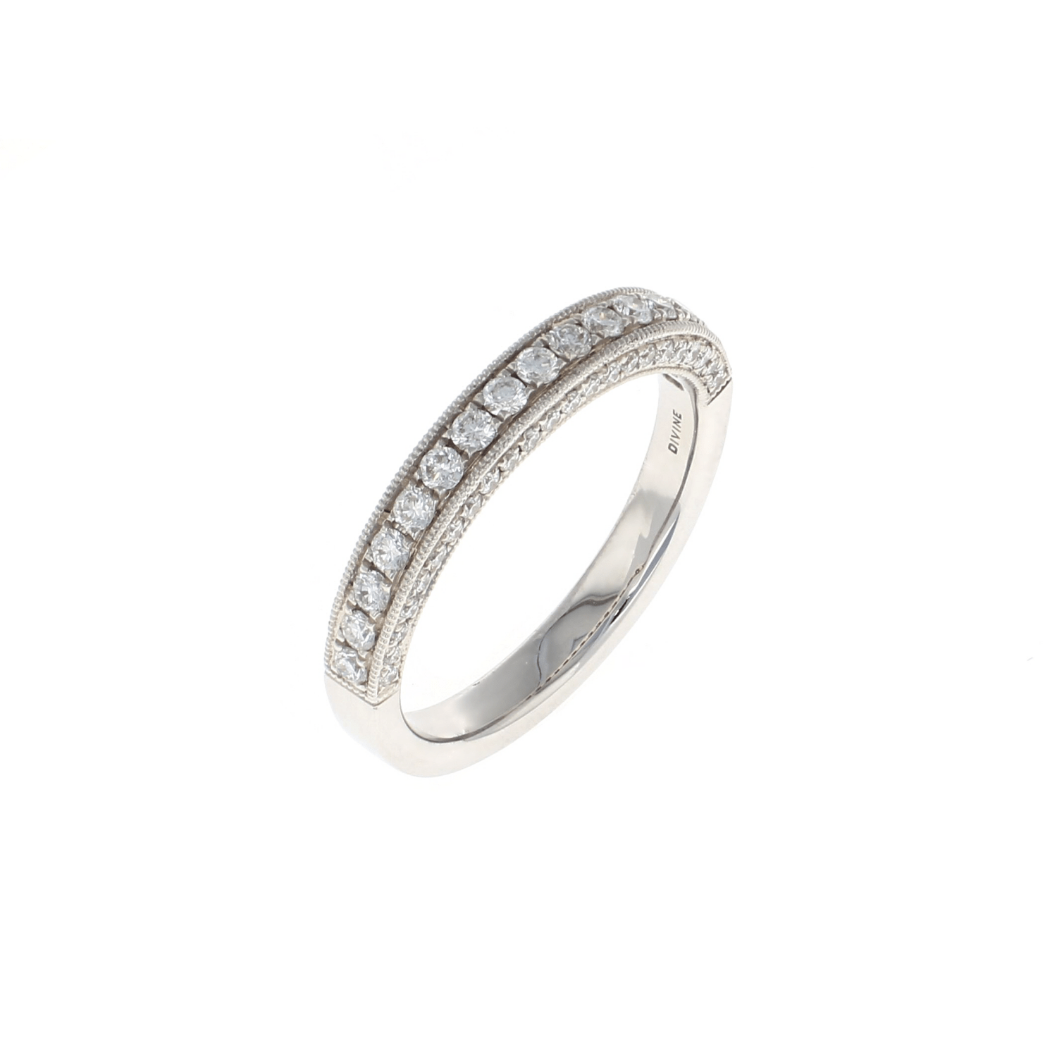 3 Sided Pave 1/2 Way Diamond Band (0.50CTW)