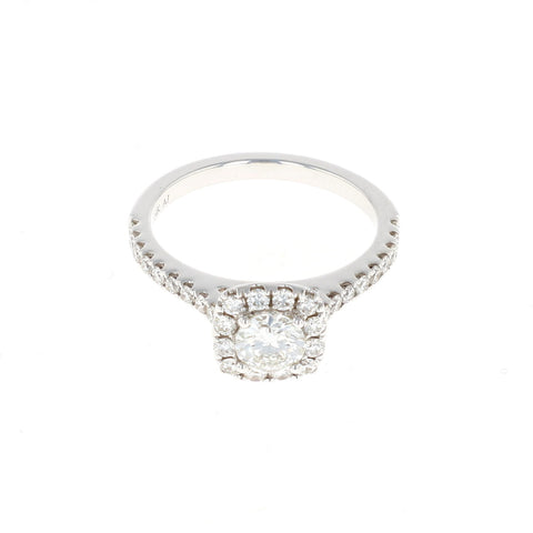 Cushion Halo Complete Engagement Ring (0.98 CTW)