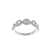 Load image into Gallery viewer, Five Stone Oval Diamond Halo Pave Ring (1.70CTW)